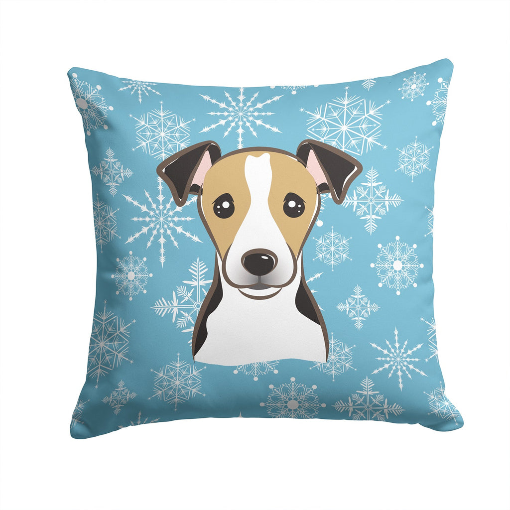 Snowflake Jack Russell Terrier Decorative Throw Pillow 14x14 Indoor Outdoor Accent Cushion, Fabric Cover with Insert for Sofa, Bed, Porch & Living Room