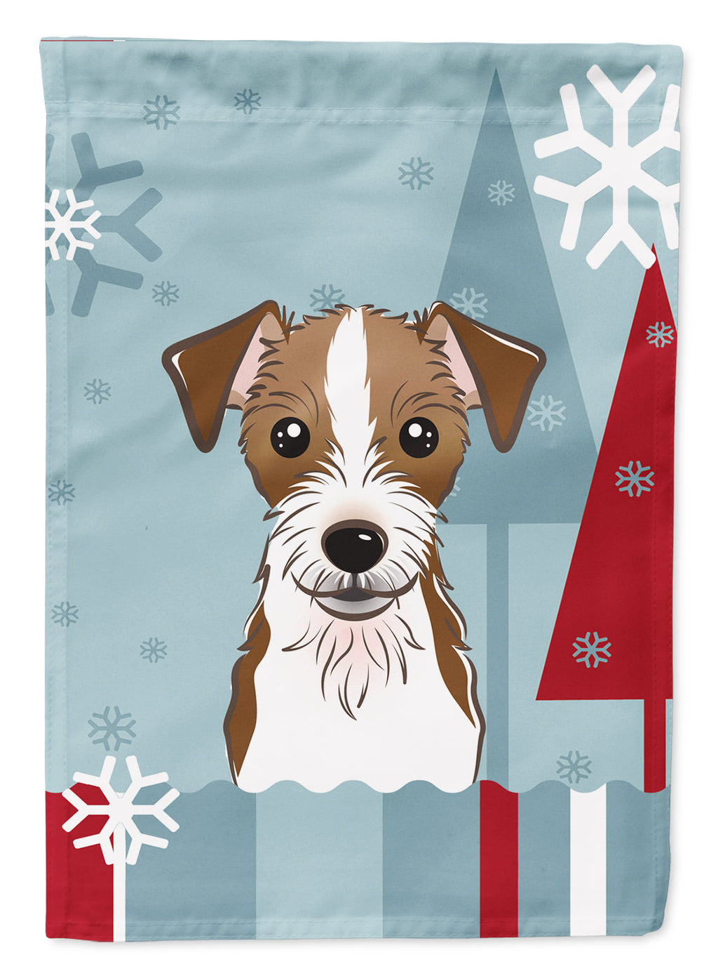 Winter Holiday Jack Russell Terrier House Flag 28x40 Porch Sleeve Pole Decorative Outside Yard Banner Artwork Wall Hanging, Polyester