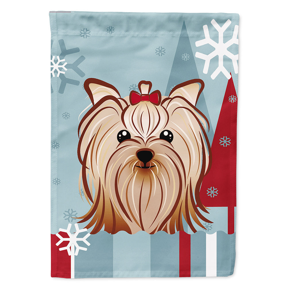 Winter Holiday Yorkie Yorkishire Terrier House Flag 28x40 Porch Sleeve Pole Decorative Outside Yard Banner Artwork Wall Hanging, Polyester