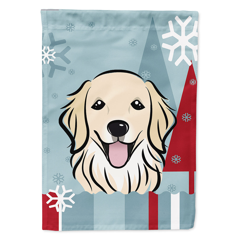 Winter Holiday Golden Retriever House Flag 28x40 Porch Sleeve Pole Decorative Outside Yard Banner Artwork Wall Hanging, Polyester