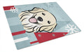 Winter Holiday Golden Retriever Cutting Board Tempered Glass Kitchen Cutting Surface, Heat Resistant Chopping, Non-Slip Feet, Food Prep & Serving