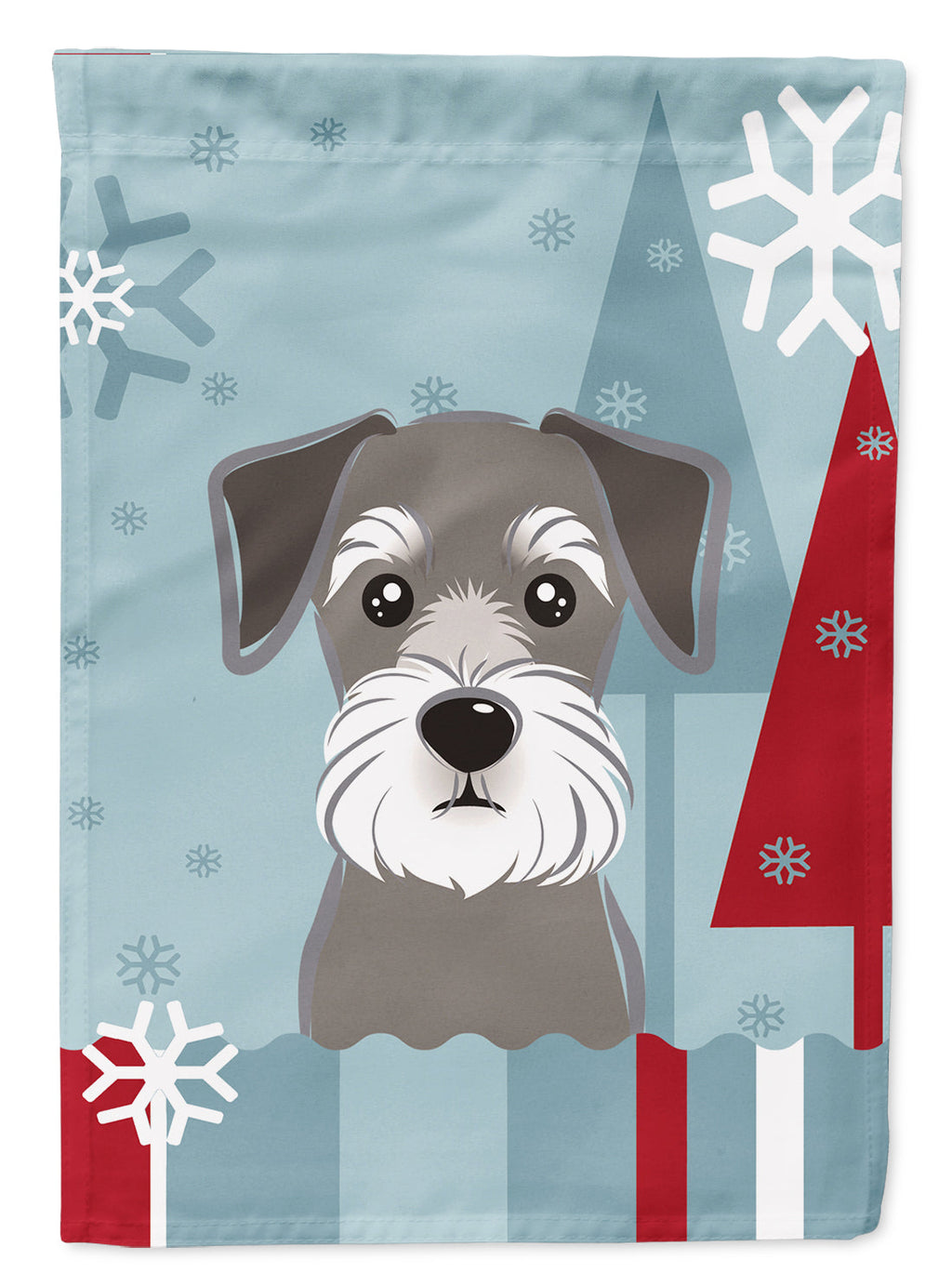 Winter Holiday Schnauzer House Flag 28x40 Porch Sleeve Pole Decorative Outside Yard Banner Artwork Wall Hanging, Polyester