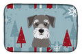 Winter Holiday Schnauzer Dish Drying Mat Absorbent Dish Drying Mat Pad for Kitchen Counter Dish Drainer Mat for Countertop, 14 x 21", Multicolor