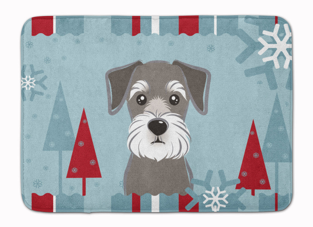 Winter Holiday Schnauzer Memory Foam Kitchen Mat Machine Washable Anti-Fatigue Cushion Comfort Bath or Kitchen Rug