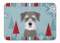 Winter Holiday Schnauzer Memory Foam Kitchen Mat Machine Washable Anti-Fatigue Cushion Comfort Bath or Kitchen Rug
