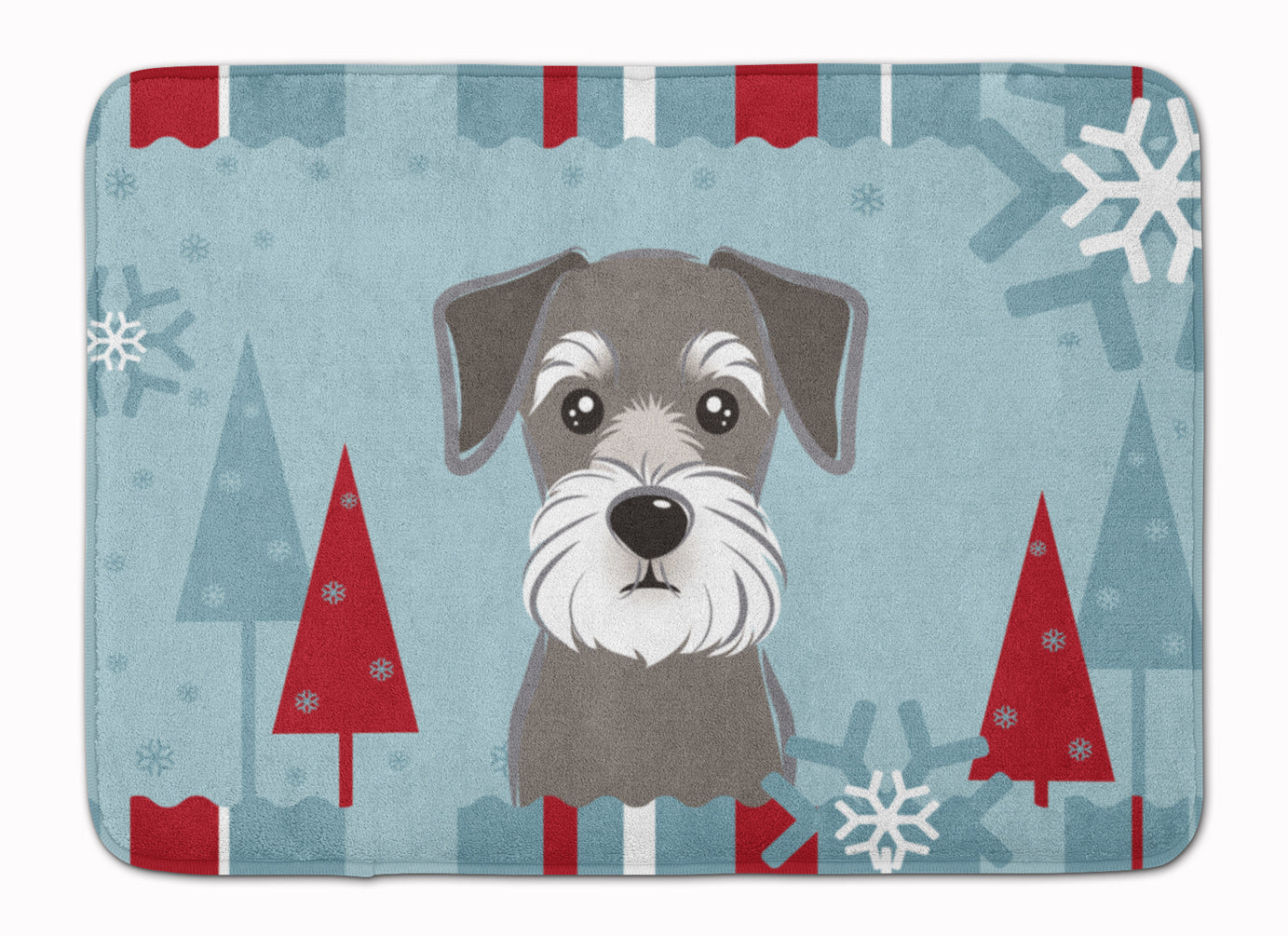 Winter Holiday Schnauzer Memory Foam Kitchen Mat Machine Washable Anti-Fatigue Cushion Comfort Bath or Kitchen Rug