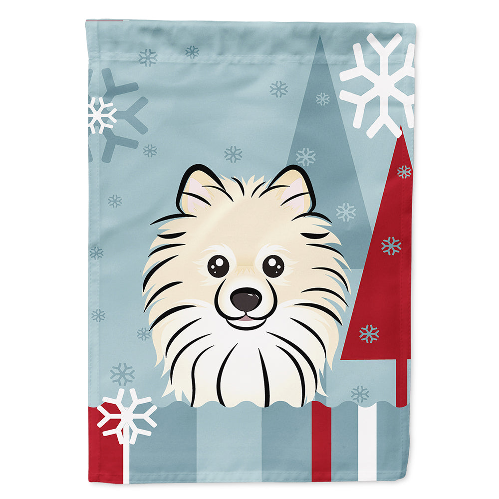 Winter Holiday Pomeranian House Flag 28x40 Porch Sleeve Pole Decorative Outside Yard Banner Artwork Wall Hanging, Polyester