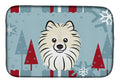 Winter Holiday Pomeranian Dish Drying Mat Absorbent Dish Drying Mat Pad for Kitchen Counter Dish Drainer Mat for Countertop, 14 x 21", Multicolor