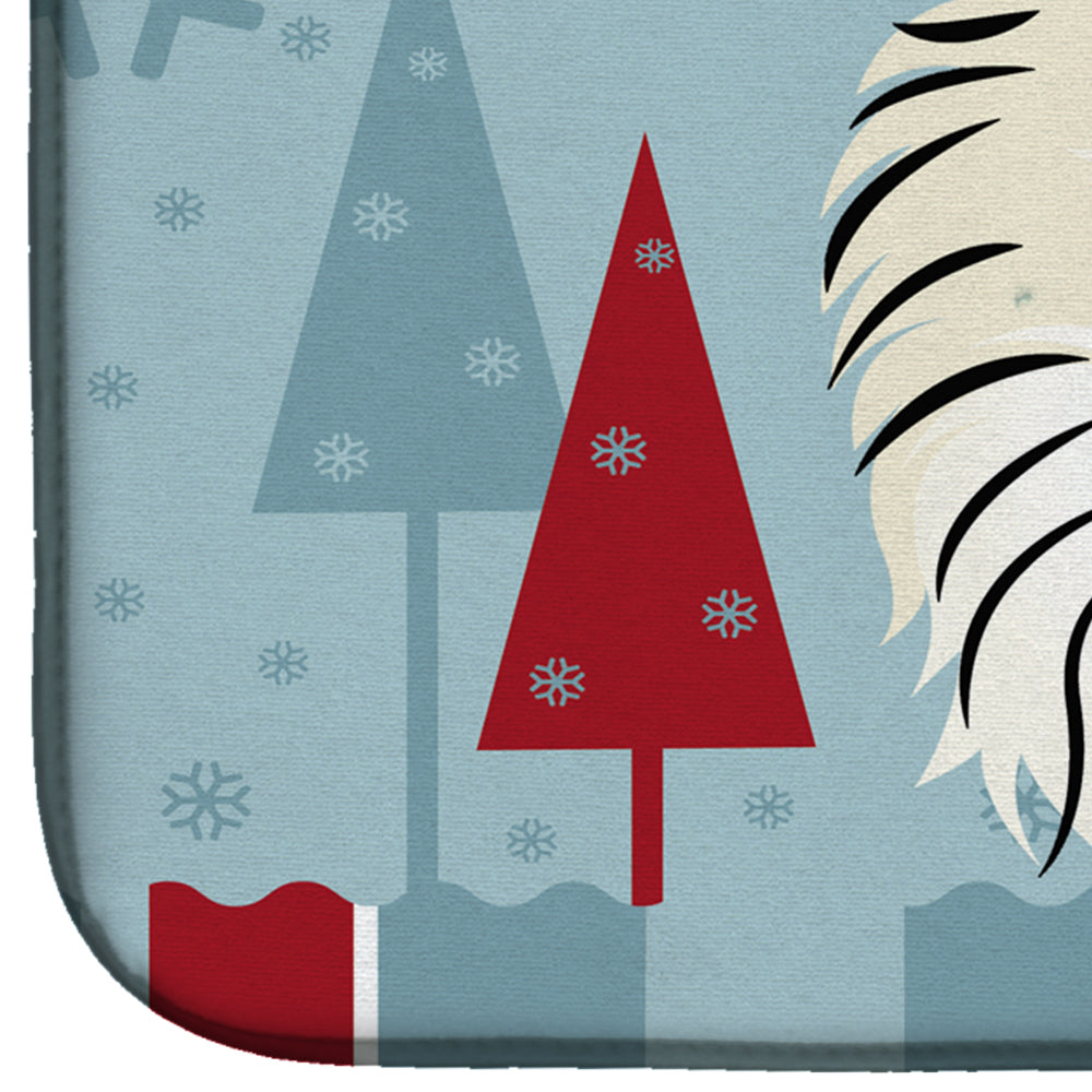 Winter Holiday Pomeranian Dish Drying Mat Absorbent Dish Drying Mat Pad for Kitchen Counter Dish Drainer Mat for Countertop, 14 x 21", Multicolor
