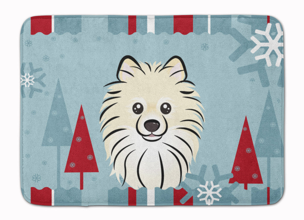 Winter Holiday Pomeranian Memory Foam Kitchen Mat Machine Washable Anti-Fatigue Cushion Comfort Bath or Kitchen Rug