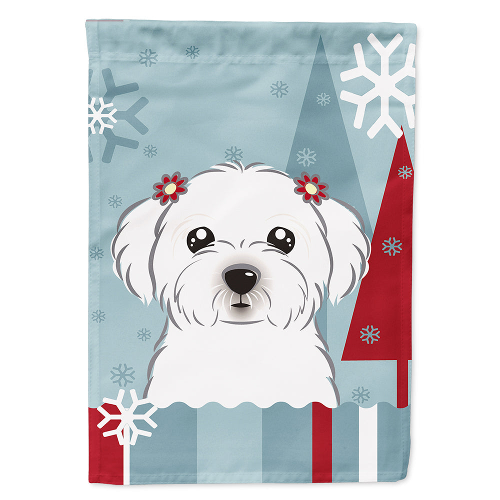 Winter Holiday Maltese House Flag 28x40 Porch Sleeve Pole Decorative Outside Yard Banner Artwork Wall Hanging, Polyester