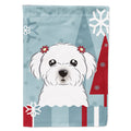 Winter Holiday Maltese House Flag 28x40 Porch Sleeve Pole Decorative Outside Yard Banner Artwork Wall Hanging, Polyester