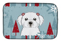 Winter Holiday Maltese Dish Drying Mat Absorbent Dish Drying Mat Pad for Kitchen Counter Dish Drainer Mat for Countertop, 14 x 21", Multicolor