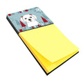 Winter Holiday Maltese Watercolor Sticky Note Holder Refillable Dispenser Desk Accessory 3x3 Pad Gift