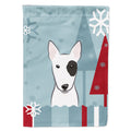 Winter Holiday Bull Terrier House Flag 28x40 Porch Sleeve Pole Decorative Outside Yard Banner Artwork Wall Hanging, Polyester