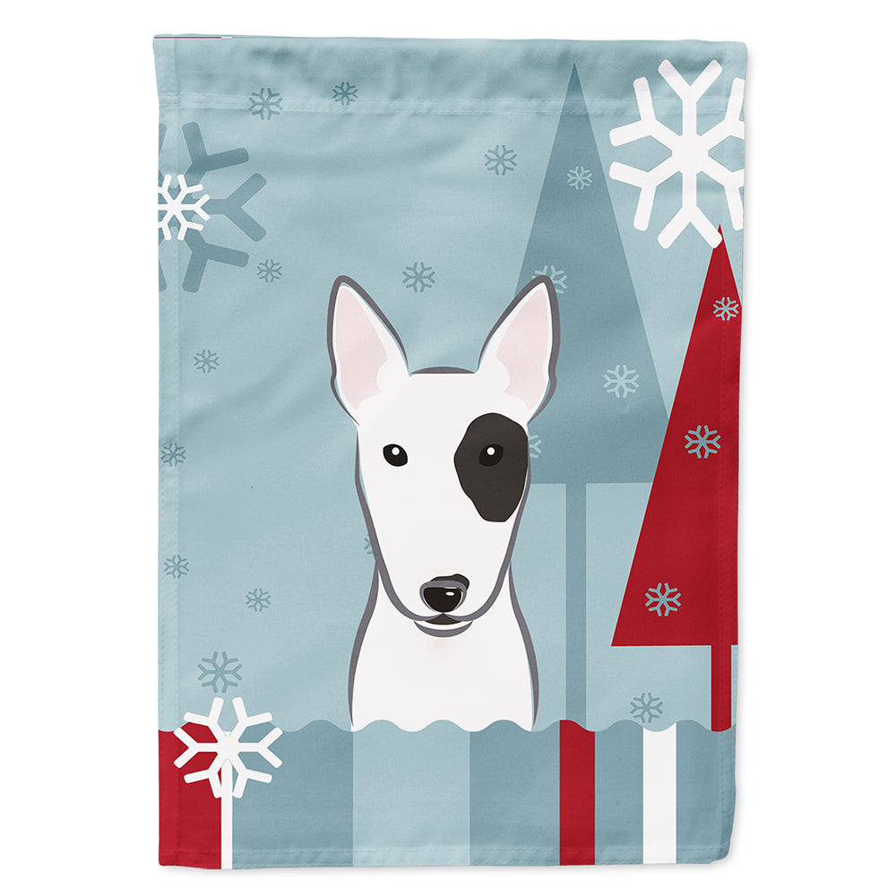 Winter Holiday Bull Terrier House Flag 28x40 Porch Sleeve Pole Decorative Outside Yard Banner Artwork Wall Hanging, Polyester