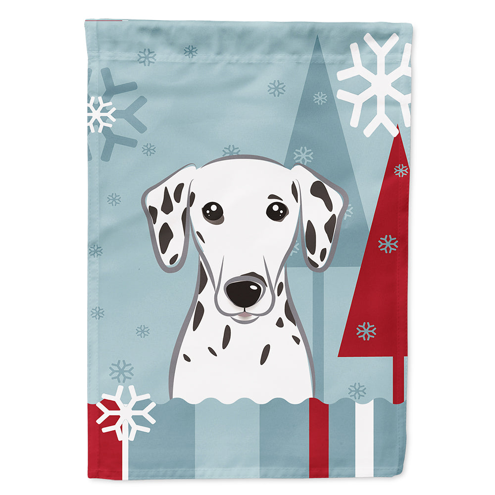 Winter Holiday Dalmatian House Flag 28x40 Porch Sleeve Pole Decorative Outside Yard Banner Artwork Wall Hanging, Polyester