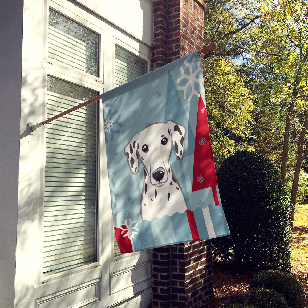 Winter Holiday Dalmatian House Flag 28x40 Porch Sleeve Pole Decorative Outside Yard Banner Artwork Wall Hanging, Polyester