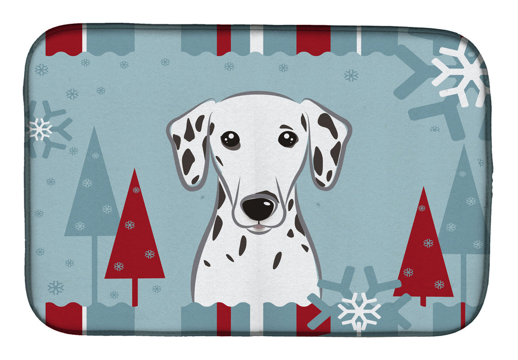 Winter Holiday Dalmatian Dish Drying Mat Absorbent Dish Drying Mat Pad for Kitchen Counter Dish Drainer Mat for Countertop, 14 x 21", Multicolor