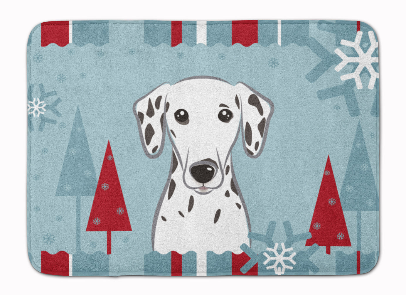 Winter Holiday Dalmatian Memory Foam Kitchen Mat Machine Washable Anti-Fatigue Cushion Comfort Bath or Kitchen Rug