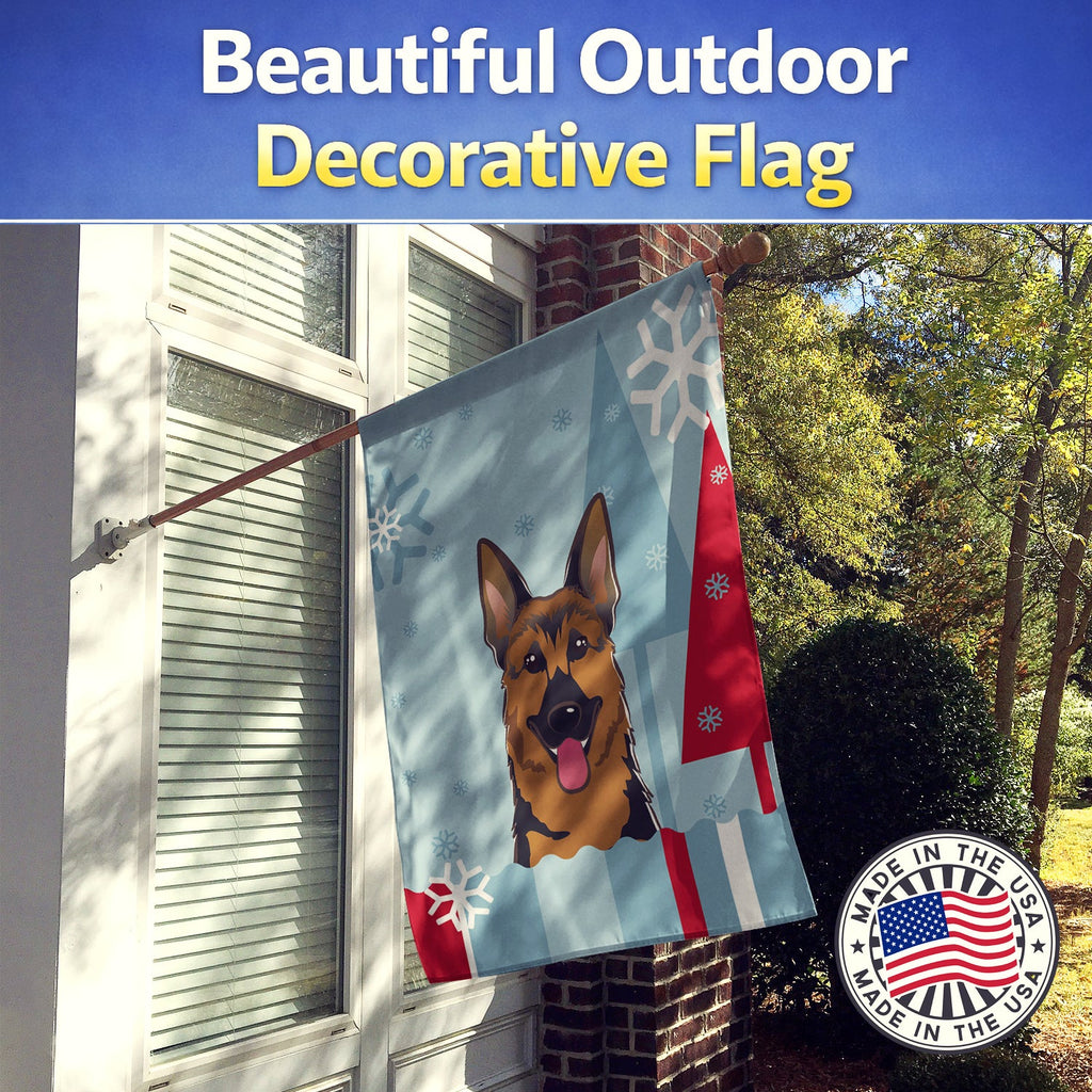 Winter Holiday German Shepherd House Flag 28x40 Porch Sleeve Pole Decorative Outside Yard Banner Artwork Wall Hanging, Polyester