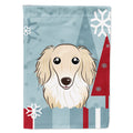 Winter Holiday Longhair Creme Dachshund House Flag 28x40 Porch Sleeve Pole Decorative Outside Yard Banner Artwork Wall Hanging, Polyester