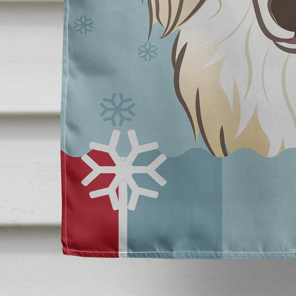 Winter Holiday Longhair Creme Dachshund House Flag 28x40 Porch Sleeve Pole Decorative Outside Yard Banner Artwork Wall Hanging, Polyester
