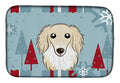 Winter Holiday Longhair Creme Dachshund Dish Drying Mat Absorbent Dish Drying Mat Pad for Kitchen Counter Dish Drainer Mat for Countertop, 14 x 21", Multicolor