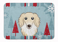 Winter Holiday Longhair Creme Dachshund Memory Foam Kitchen Mat Machine Washable Anti-Fatigue Cushion Comfort Bath or Kitchen Rug