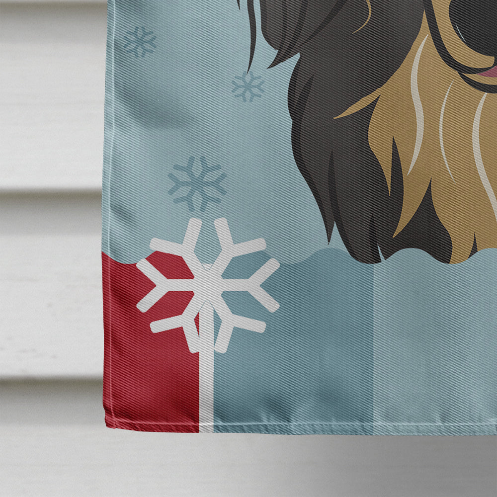 Winter Holiday Longhair Black and Tan Dachshund House Flag 28x40 Porch Sleeve Pole Decorative Outside Yard Banner Artwork Wall Hanging, Polyester