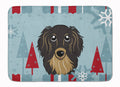 Winter Holiday Longhair Black and Tan Dachshund Memory Foam Kitchen Mat Machine Washable Anti-Fatigue Cushion Comfort Bath or Kitchen Rug