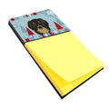 Winter Holiday Longhair Black and Tan Dachshund Watercolor Sticky Note Holder Refillable Dispenser Desk Accessory 3x3 Pad Gift