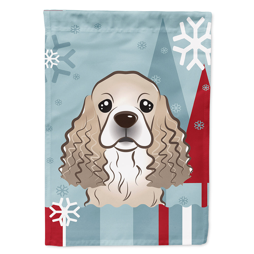 Winter Holiday Cocker Spaniel House Flag 28x40 Porch Sleeve Pole Decorative Outside Yard Banner Artwork Wall Hanging, Polyester