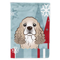 Winter Holiday Cocker Spaniel House Flag 28x40 Porch Sleeve Pole Decorative Outside Yard Banner Artwork Wall Hanging, Polyester