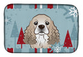 Winter Holiday Cocker Spaniel Dish Drying Mat Absorbent Dish Drying Mat Pad for Kitchen Counter Dish Drainer Mat for Countertop, 14 x 21", Multicolor
