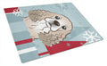 Winter Holiday Cocker Spaniel Cutting Board Tempered Glass Kitchen Cutting Surface, Heat Resistant Chopping, Non-Slip Feet, Food Prep & Serving