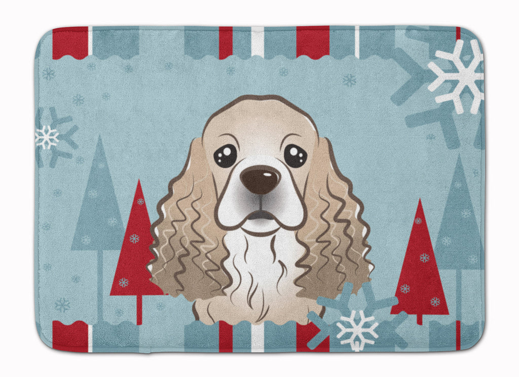 Winter Holiday Cocker Spaniel Memory Foam Kitchen Mat Machine Washable Anti-Fatigue Cushion Comfort Bath or Kitchen Rug