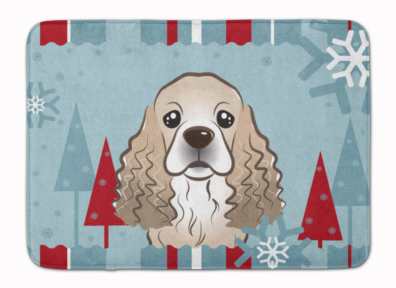 Winter Holiday Cocker Spaniel Memory Foam Kitchen Mat Machine Washable Anti-Fatigue Cushion Comfort Bath or Kitchen Rug