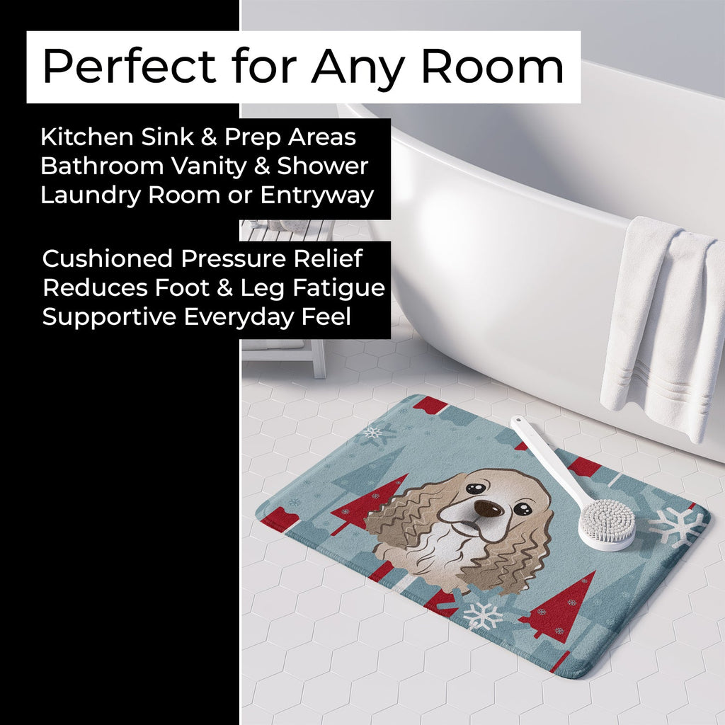 Winter Holiday Cocker Spaniel Memory Foam Kitchen Mat Machine Washable Anti-Fatigue Cushion Comfort Bath or Kitchen Rug