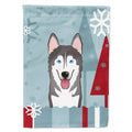 Winter Holiday Alaskan Malamute House Flag 28x40 Porch Sleeve Pole Decorative Outside Yard Banner Artwork Wall Hanging, Polyester