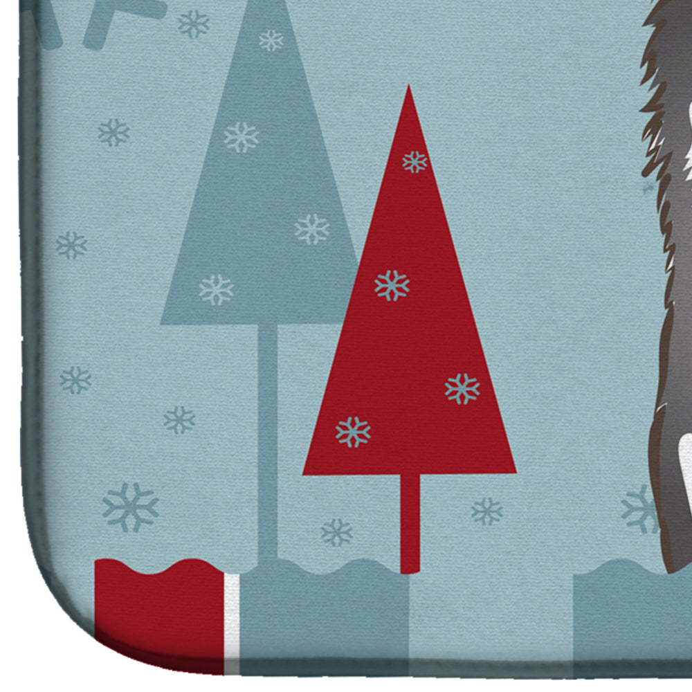 Winter Holiday Alaskan Malamute Dish Drying Mat Absorbent Dish Drying Mat Pad for Kitchen Counter Dish Drainer Mat for Countertop, 14 x 21", Multicolor