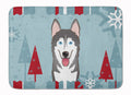 Winter Holiday Alaskan Malamute Memory Foam Kitchen Mat Machine Washable Anti-Fatigue Cushion Comfort Bath or Kitchen Rug