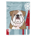 Winter Holiday English Bulldog  House Flag 28x40 Porch Sleeve Pole Decorative Outside Yard Banner Artwork Wall Hanging, Polyester