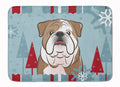 Winter Holiday English Bulldog  Memory Foam Kitchen Mat Machine Washable Anti-Fatigue Cushion Comfort Bath or Kitchen Rug