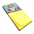 Winter Holiday English Bulldog  Watercolor Sticky Note Holder Refillable Dispenser Desk Accessory 3x3 Pad Gift