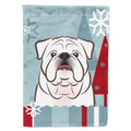Winter Holiday White English Bulldog  House Flag 28x40 Porch Sleeve Pole Decorative Outside Yard Banner Artwork Wall Hanging, Polyester