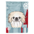 Winter Holiday Pekingese House Flag 28x40 Porch Sleeve Pole Decorative Outside Yard Banner Artwork Wall Hanging, Polyester