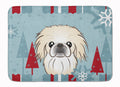 Winter Holiday Pekingese Memory Foam Kitchen Mat Machine Washable Anti-Fatigue Cushion Comfort Bath or Kitchen Rug