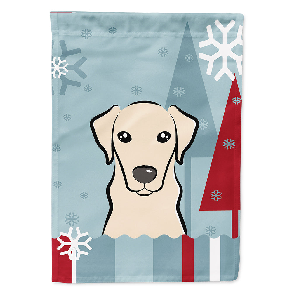 Winter Holiday Yellow Labrador House Flag 28x40 Porch Sleeve Pole Decorative Outside Yard Banner Artwork Wall Hanging, Polyester