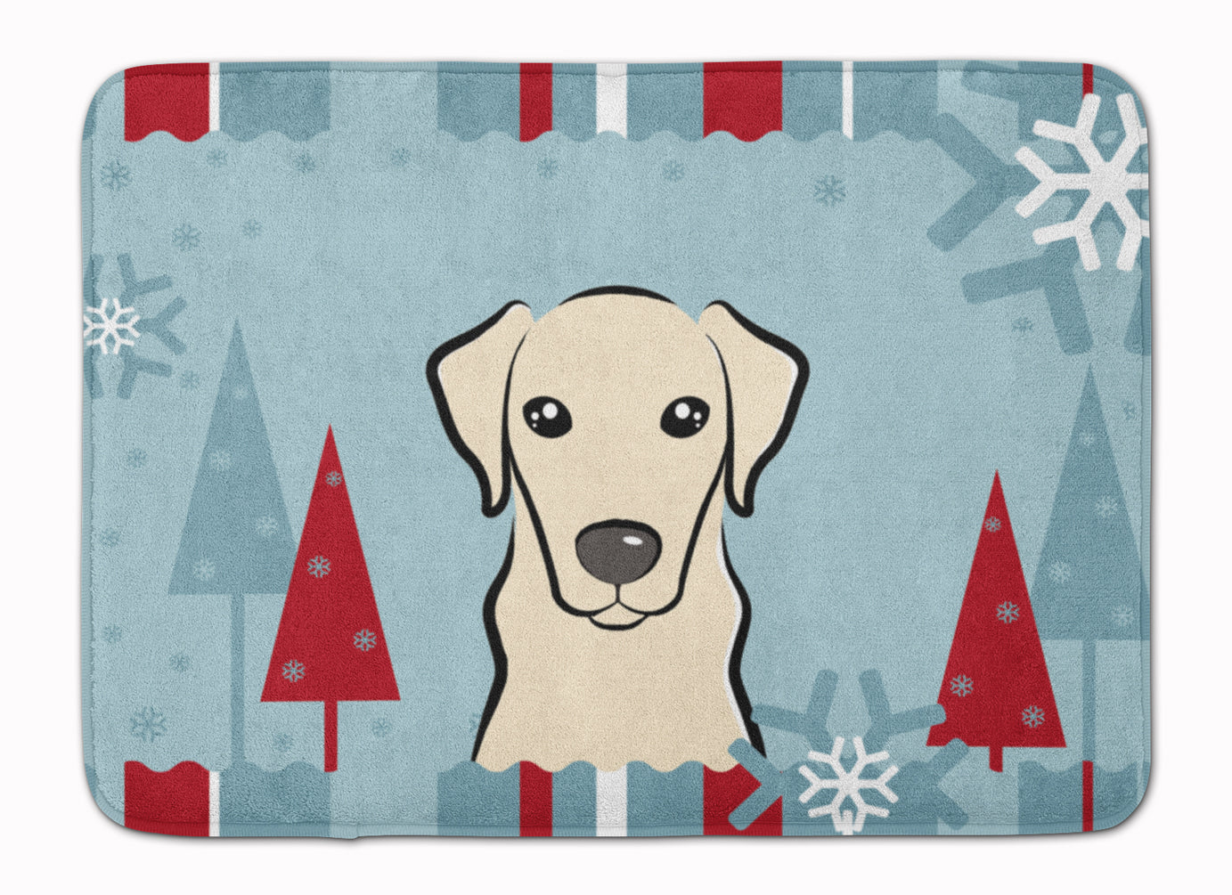Winter Holiday Yellow Labrador Memory Foam Kitchen Mat Machine Washable Anti-Fatigue Cushion Comfort Bath or Kitchen Rug